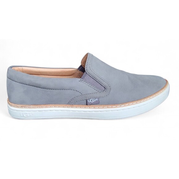 Ugg Soleda Slip On Sneaker Leather Shoes Women's 8.5 Gray Skate Casual Preppy - Picture 6 of 9